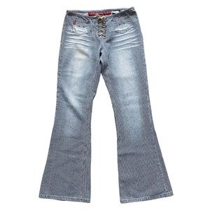 Mudd low rise flare jeans with lace up waistband